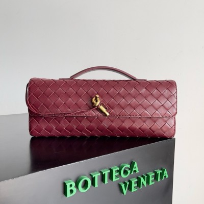 Bottega Veneta Andiamo Clutch with Handle in Barolo Intrecciato Lambskin BVBS12269