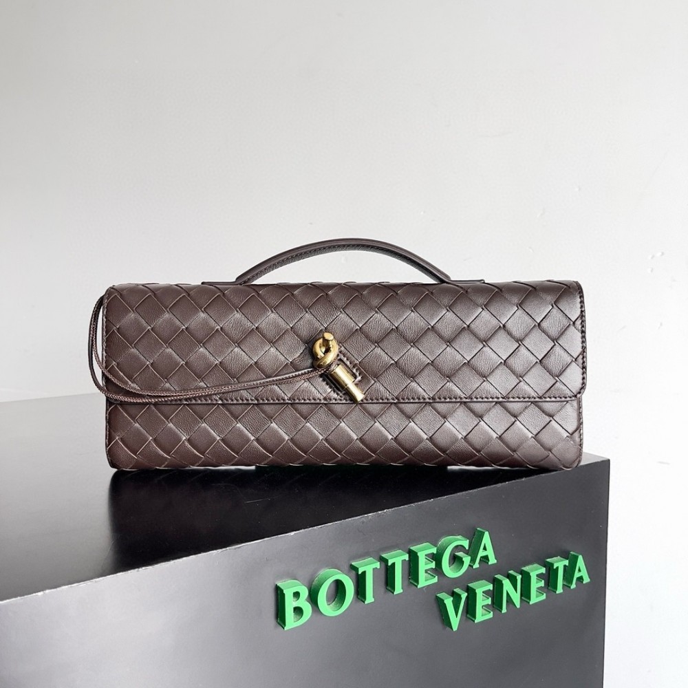 Bottega Veneta Andiamo Clutch with Handle in Fondant Intrecciato Lambskin BVBS12270