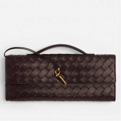 Bottega Veneta Andiamo Clutch with Handle in Fondant Intrecciato Lambskin BVBS12270