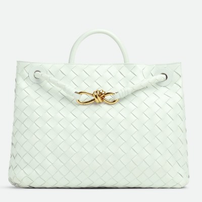 Bottega Veneta Andiamo Medium Bag In Glacier Intrecciato Lambskin BVBS12003