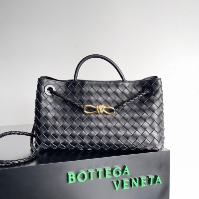 Bottega Veneta Andiamo Small East/West Bag In Black Intrecciato Lambskin BVBS12007