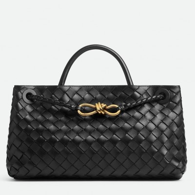 Bottega Veneta Andiamo Small East/West Bag In Black Intrecciato Lambskin BVBS12007