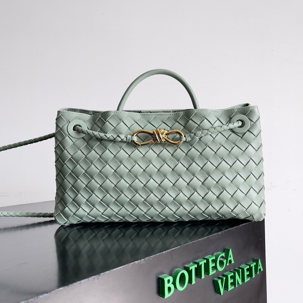 Bottega Veneta Andiamo Small East/West Bag in Sauge Intrecciato Lambskin BVBS12011