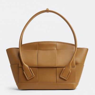 Bottega Veneta Arco Medium Bag In Caramel Intrecciato Calfskin BVBS12037