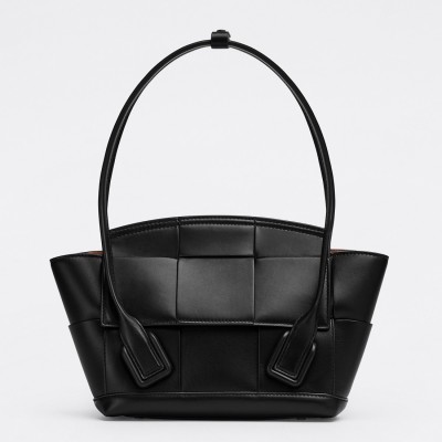 Bottega Veneta Arco Small Bag In Black Intrecciato Calfskin BVBS12040