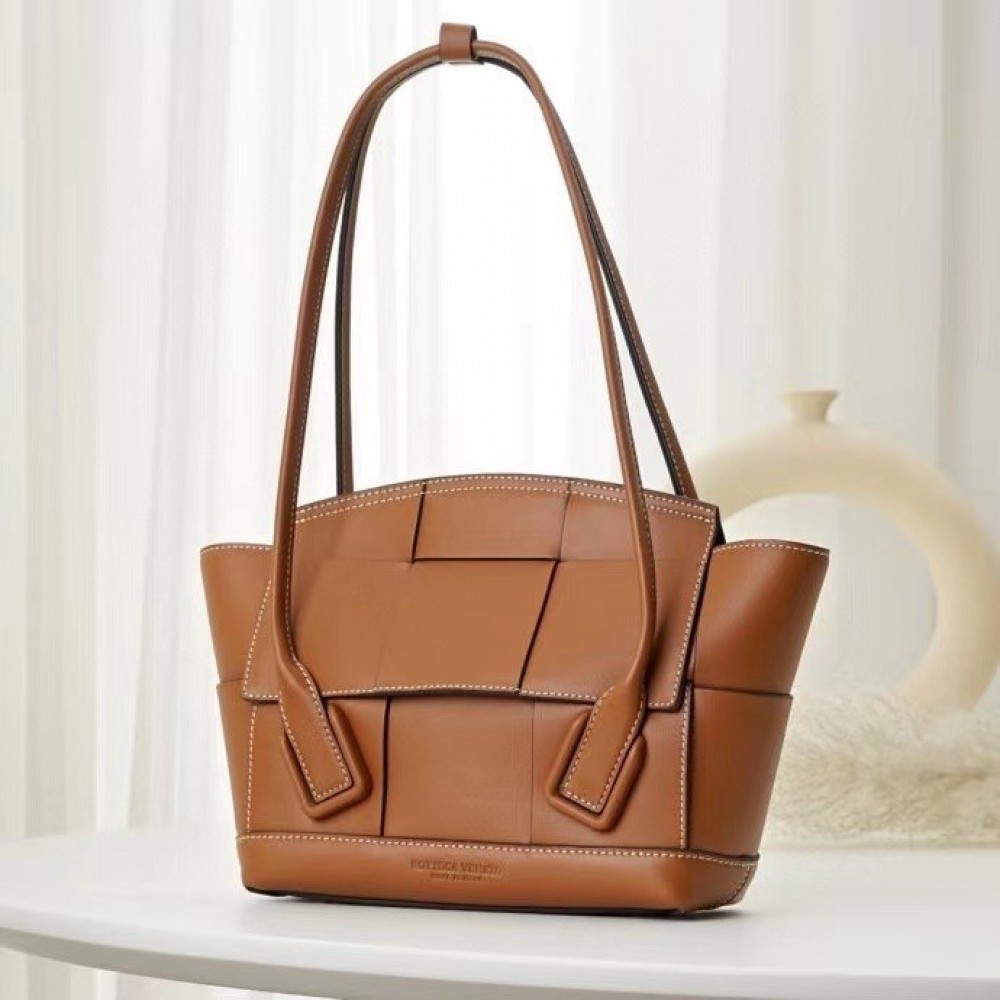 Bottega Veneta Arco Small Bag In Caramel Intrecciato Calfskin BVBS12041