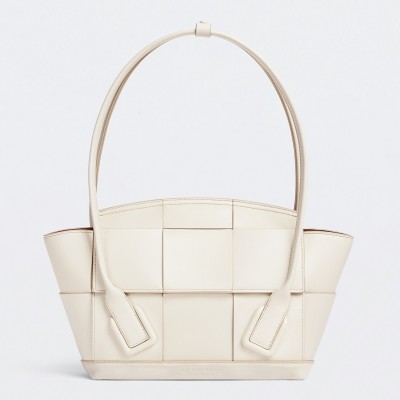 Bottega Veneta Arco Small Bag In White Intrecciato Calfskin BVBS12044