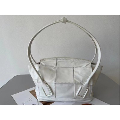 Bottega Veneta Arco Small Bag In White Intrecciato Leather BVBS12045