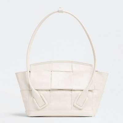 Bottega Veneta Arco Small Bag In White Intrecciato Leather BVBS12045