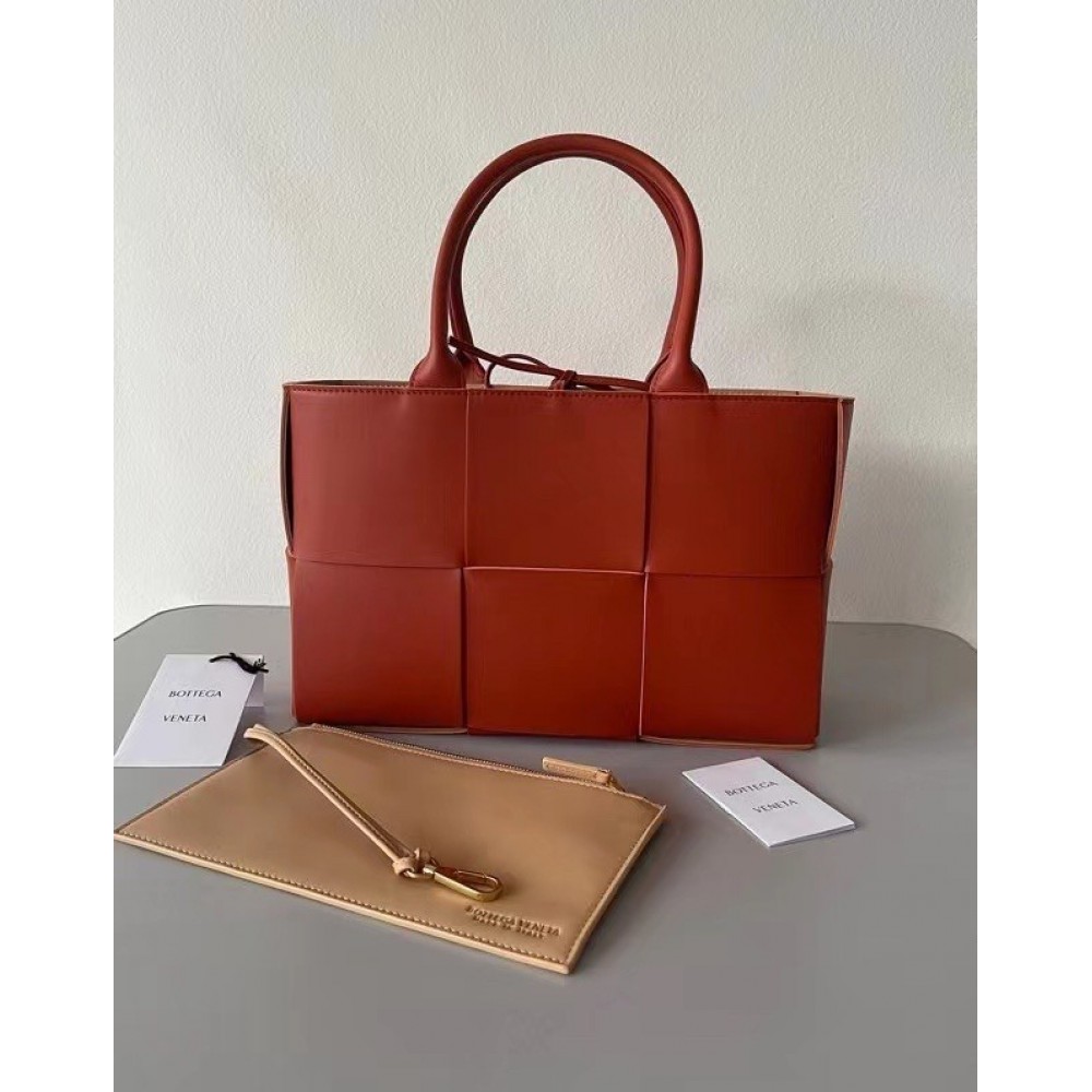 Bottega Veneta Arco Small Tote In Maple Intrecciato Lambskin BVBS12540