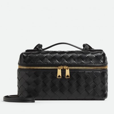 Bottega Veneta Bang Bang Vanity Case in Black Intrecciato Leather BVBS12525