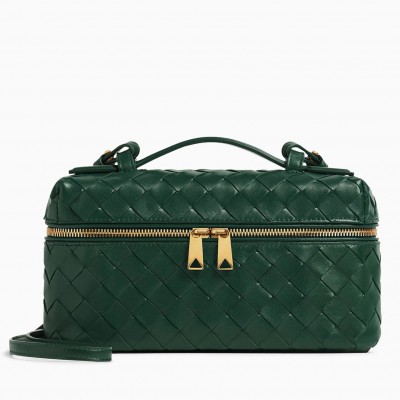 Bottega Veneta Bang Bang Vanity Case in Green Intrecciato Leather BVBS12528