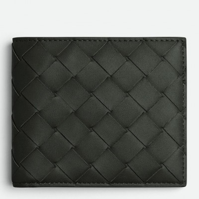 Bottega Veneta Bi-fold Wallet in Dark Green Intrecciato Calfskin BVBS12557