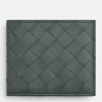 Bottega Veneta Bi-fold Wallet in Slate Intrecciato Calfskin BVBS12561