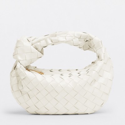 Bottega Veneta BV Jodie Mini Bag In White Intrecciato Patent Leather BVBS12323