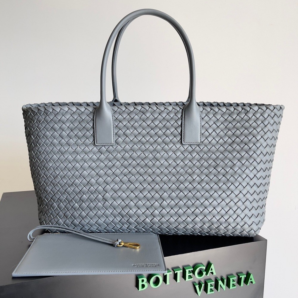 Bottega Veneta Cabat Large Bag In Thunder Intrecciato Lambskin BVBS12071