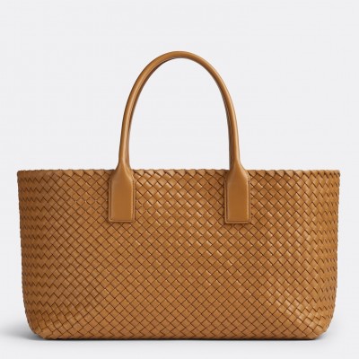 Bottega Veneta Cabat Medium Bag In Caramel Intrecciato Lambskin BVBS12072