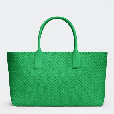 Bottega Veneta Cabat Medium Bag In Green Intrecciato Lambskin BVBS12074