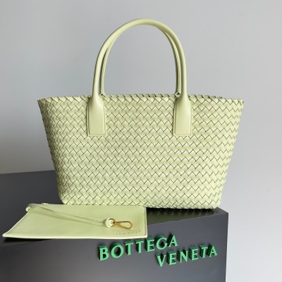 Bottega Veneta Cabat Medium Bag In Lemon Intrecciato Lambskin BVBS12075