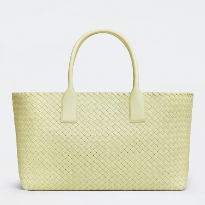 Bottega Veneta Cabat Medium Bag In Lemon Intrecciato Lambskin BVBS12075