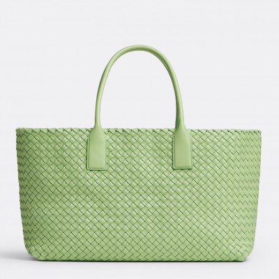 Bottega Veneta Cabat Medium Bag In Pistachio Intrecciato Lambskin BVBS12077