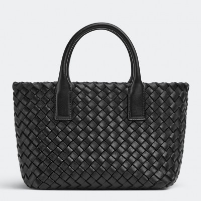 Bottega Veneta Cabat Mini Bag In Black Intrecciato Lambskin BVBS12079