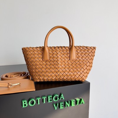 Bottega Veneta Cabat Mini Bag In Caramel Intrecciato Lambskin BVBS12080