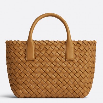 Bottega Veneta Cabat Mini Bag In Caramel Intrecciato Lambskin BVBS12080