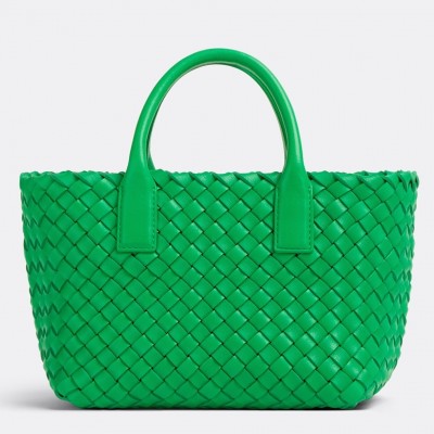 Bottega Veneta Cabat Mini Bag In Green Intrecciato Lambskin BVBS12081