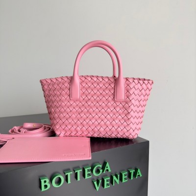 Bottega Veneta Cabat Mini Bag In Pink Intrecciato Lambskin BVBS12083