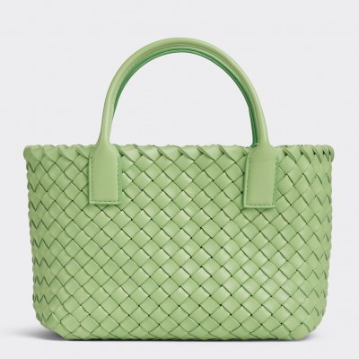 Bottega Veneta Cabat Mini Bag In Pistachio Intrecciato Lambskin BVBS12084