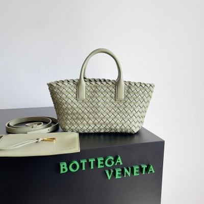 Bottega Veneta Cabat Mini Bag In Travertine Intrecciato Lambskin BVBS12086