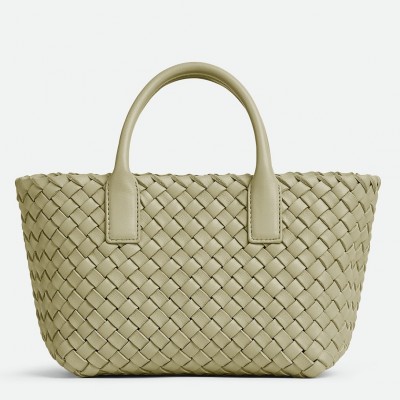 Bottega Veneta Cabat Mini Bag In Travertine Intrecciato Lambskin BVBS12086