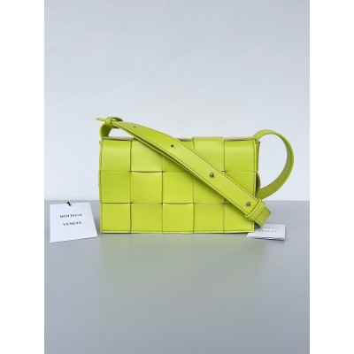 Bottega Veneta Cassette Bag In Acid Kiwi Intrecciato Lambskin BVBS12118