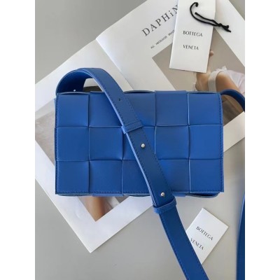 Bottega Veneta Cassette Bag In Blue Intrecciato Lambskin BVBS12124