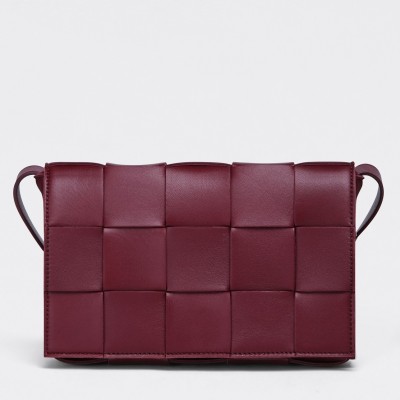 Bottega Veneta Cassette Bag In Bordeaux Intrecciato Lambskin BVBS12125