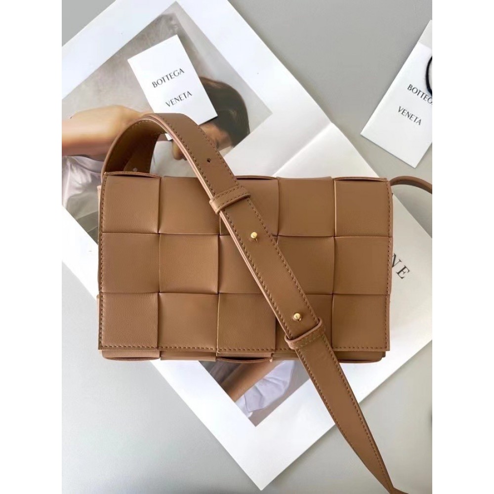 Bottega Veneta Cassette Bag In Caramel Intrecciato Lambskin BVBS12126