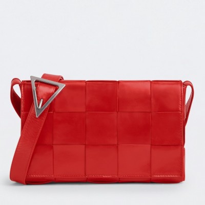 Bottega Veneta Cassette Bag In Red Wrinkled Calfskin BVBS12140