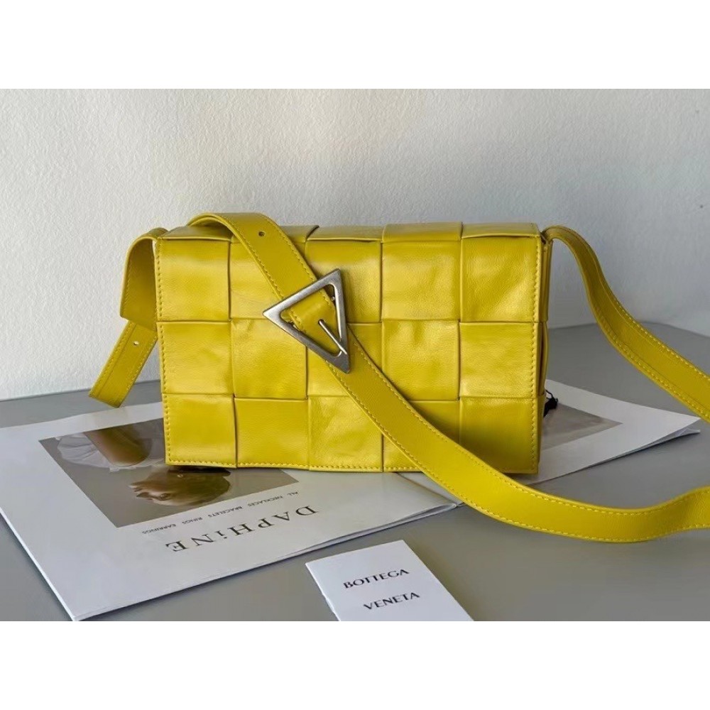 Bottega Veneta Cassette Bag In Yellow Wrinkled Calfskin BVBS12147