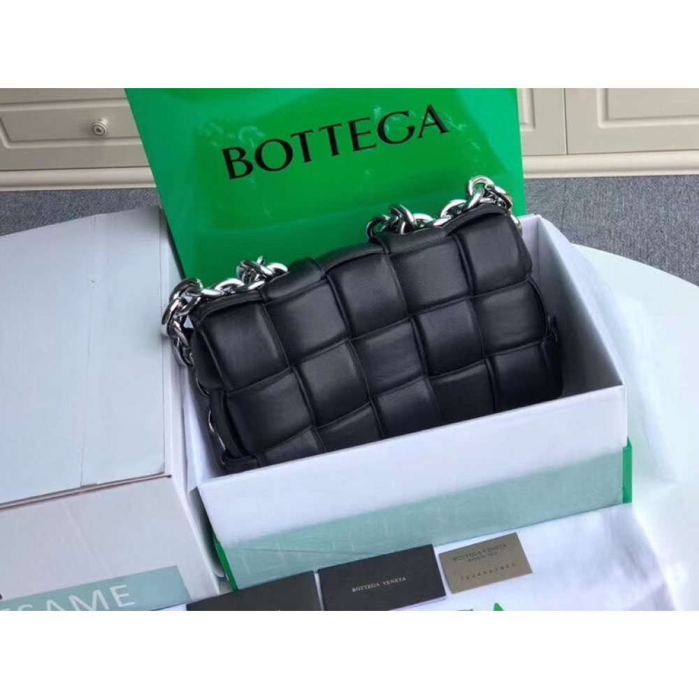 Bottega Veneta Chain Cassette Bag In Noir Calfskin BVBS12218