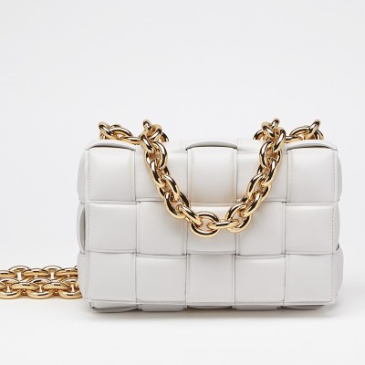 Bottega Veneta Chain Cassette Bag In White Calfskin BVBS12224