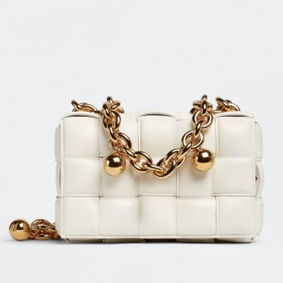 Bottega Veneta Chain Cassette Bag In White Lambskin BVBS12225