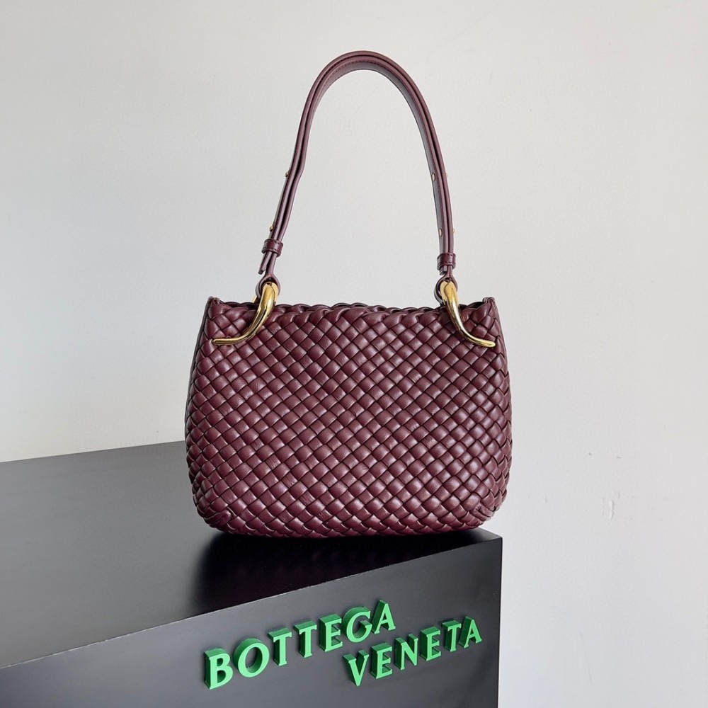 Bottega Veneta Clicker Small Bag in Bordeaux Intrecciato Lambskin BVBS12520