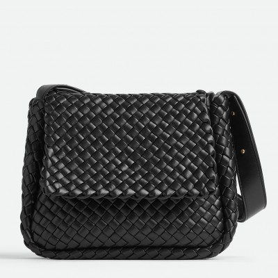 Bottega Veneta Cobble Small Bag in Black Intrecciato Leather BVBS12522