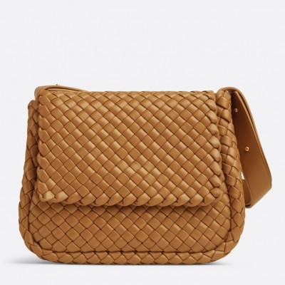 Bottega Veneta Cobble Small Bag in Caramel Intrecciato Leather BVBS12523