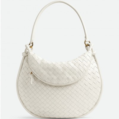 Bottega Veneta Gemelli Large Bag in White Intrecciato Lambskin BVBS12288