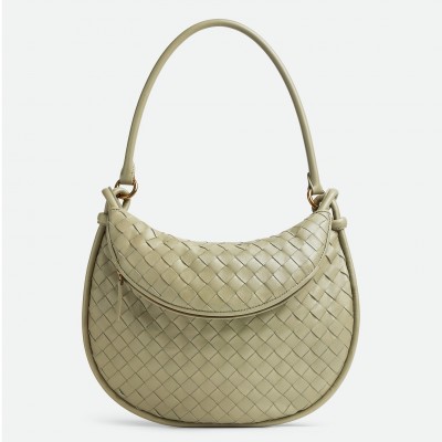 Bottega Veneta Gemelli Medium Bag in Travertine Intrecciato Lambskin BVBS12294