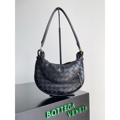 Bottega Veneta Gemelli Small Bag in Black Intrecciato Lambskin BVBS12295