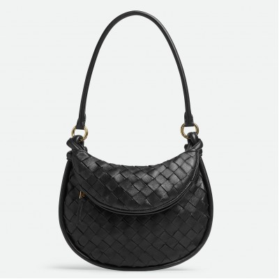 Bottega Veneta Gemelli Small Bag in Black Intrecciato Lambskin BVBS12295