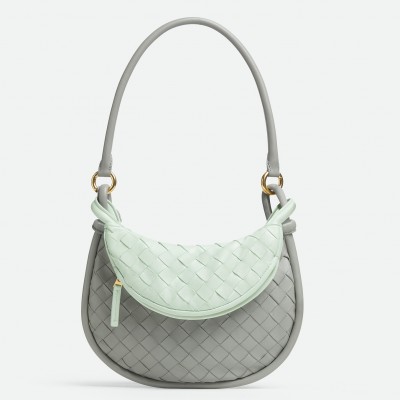 Bottega Veneta Gemelli Small Bag in Grey/Glacier Intrecciato Lambskin BVBS12298